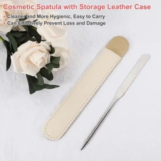 Unique Bargains Stainless Steel Foundation Blending Tool Makeup Scraper and Leather Case 1 Set image {4}