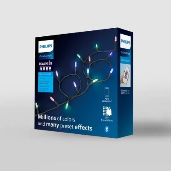 150ct LED Philips ChromaBright App Controlled Indoor/Outdoor Miniature String Lights Multi-Colored with Green Wire image {3}