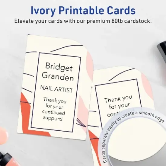 Avery Rectangle Flat Cards, 3-1/2" x 5", Matte Ivory, 40 Total image {2}