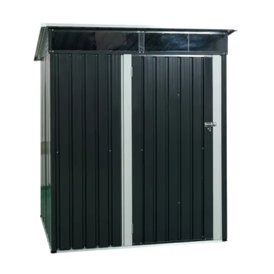 5 x 3ft Outdoor Metal Storage Shed With Lockable Door Aluminum Frames, Outdoor Storing Tools For Bike Trash Can Machine image {9}