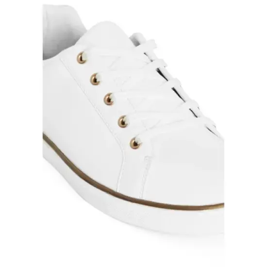 Women's WIDE FIT Metallic Stripe Trainer - white | EVANS image {6}