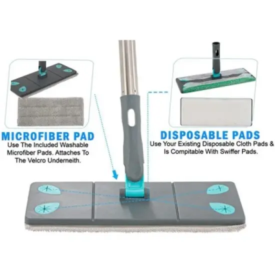 5 Star Super Deals Microfiber Mop &  Broom 7 in 1 Cleaning Tool Mop Broom Bendable Duster 2 in 1 Squeegee & Dryer Tile Scrubber & Scrub Brush Sponge image {7}