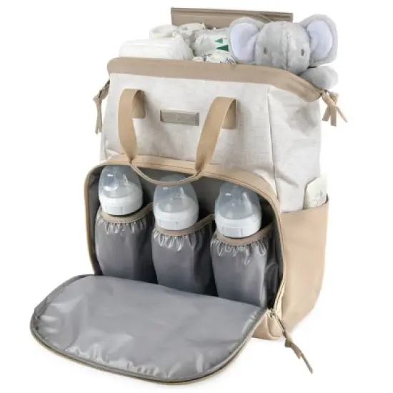 Baby Essentials Quilted Frame Diaper Backpack - Neutral image {1}