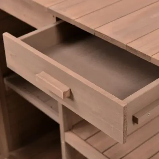 PAGED 66" Large Farmhouse Outdoor Potting Bench Table, Garden Potting Benches & Tables with 2 Drawers & Cabinet, 4-Tier Shelves Potting Table image {7}