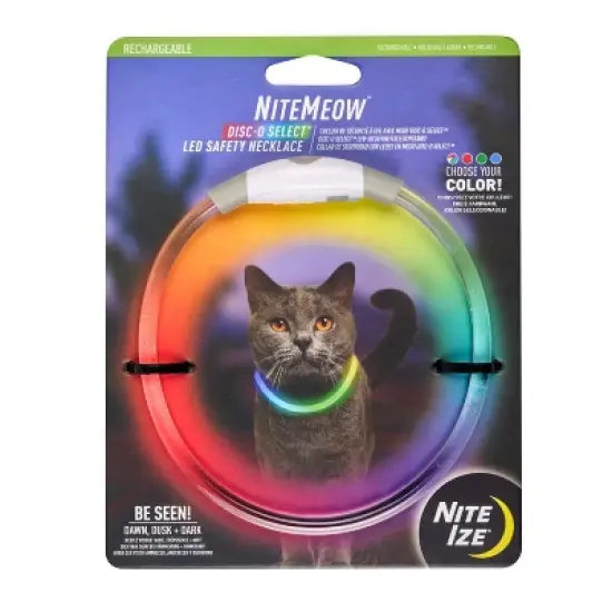 Nite Ize NiteMeow Rechargeable LED Safety Necklace - Cat Accessories - LED Glow Necklace for Dogs - Disc-O Select image {8}