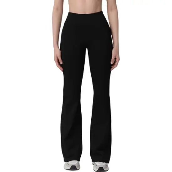 Anna-Kaci Active Women's High Waist Flare Lounge Pants with Smooth Woven Fabric and Fitted Contoured Silhouette image {4}