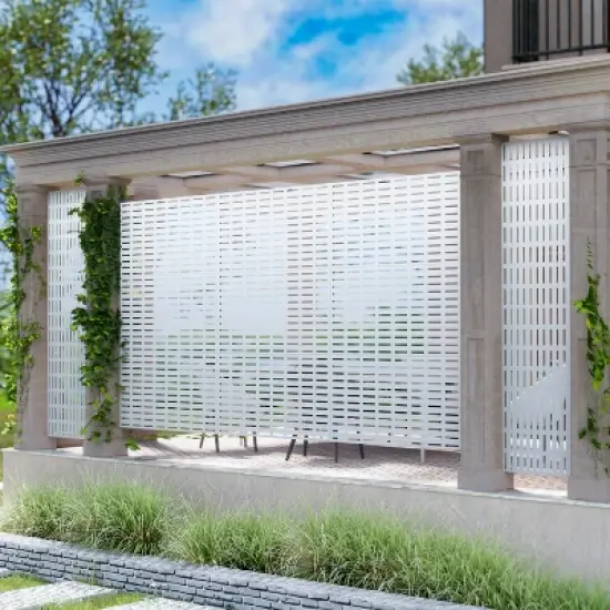 Lirago 72 in. White Galvanized Metal Outdoor Privacy Screens Garden Outdoor Fence image {5}