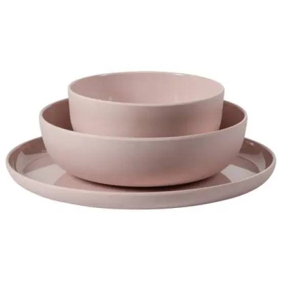 Gibson Home Candy Skies 12 Piece Unbreakable Wheat Straw Melamine Dinnerware Set - Pink image {12}