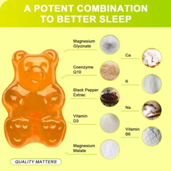 GreenPeople Magnesium Glycinate Gummies 400mg with Calcium, Potassium, Vitamin D for Stress Relief & Sleep, 60 Ct (Passion fruit flavor) image {2}