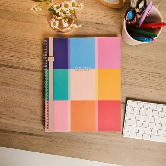 Happy Brands Organized July 2025 - June 2026 Weekly/Monthly Planner 9.37"x11.12" Multicolor Cool Brights image {12}