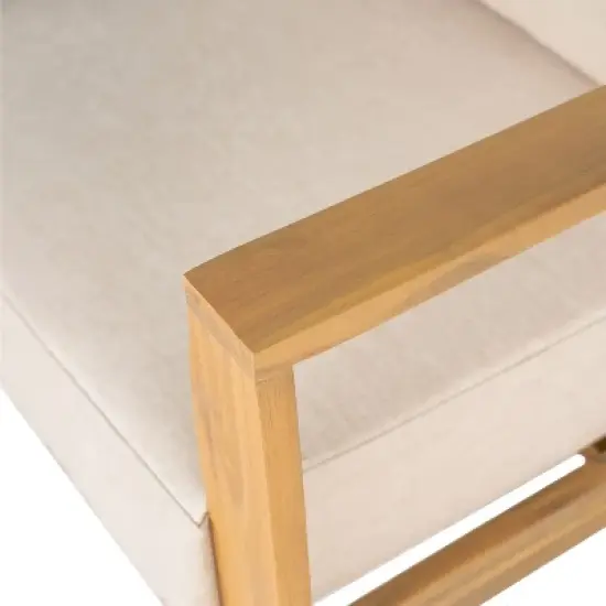 Christopher Knight Home Orrin Outdoor Tub Design Acacia Wood Club Chair with Open Slat Back, Beige/Light Teak image {6}