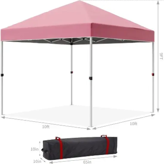 10 x 10 Pop Up Canopy, Beach Tent 3 Adjustable Heights, Easy Up Sun Shade w/ Wheeled Carry Bag, Outdoor Portable Shelter for Events, Parties, Camping image {2}