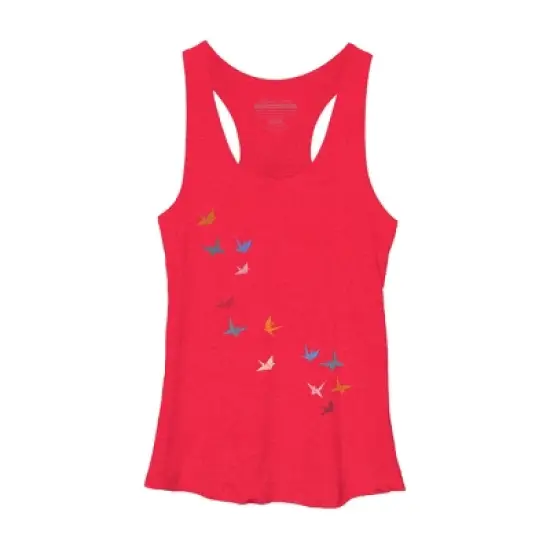 Women's Design By Humans Flying Paper Cranes Birds By Magnussons Racerback Tank Top image {8}