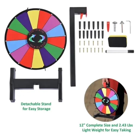 WinSpin Editable Color Prize Wheel Dry Erase Fortune Spinning Game 12"/15"/18"/24" image {4}