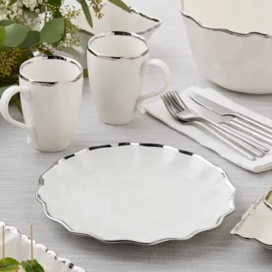 Certified International (Set of 4) 11" Dinner Plates Regency Silver image {1}