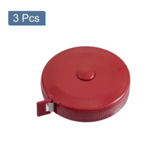 Unique Bargains Automatic Retractable Round Case Sewing Tape Measurement Red 60" 3 Pcs image {2}