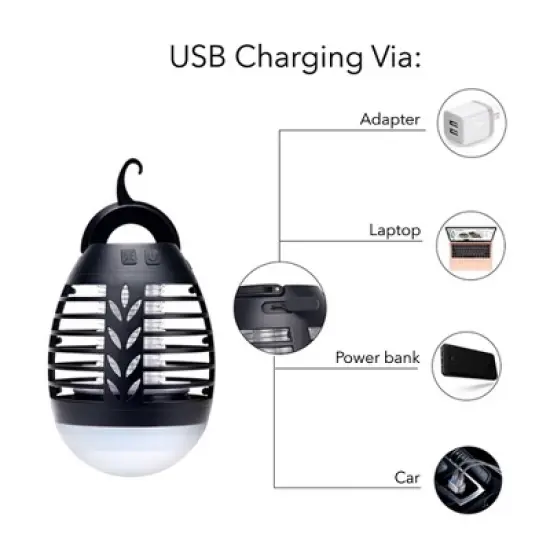 Dartwood Outdoor Bug Zapper - Waterproof, USB Rechargeable and Battery Powered Mosquito Killer, Insect Trap and Fly Swatter (2-4 Packs) image {8}