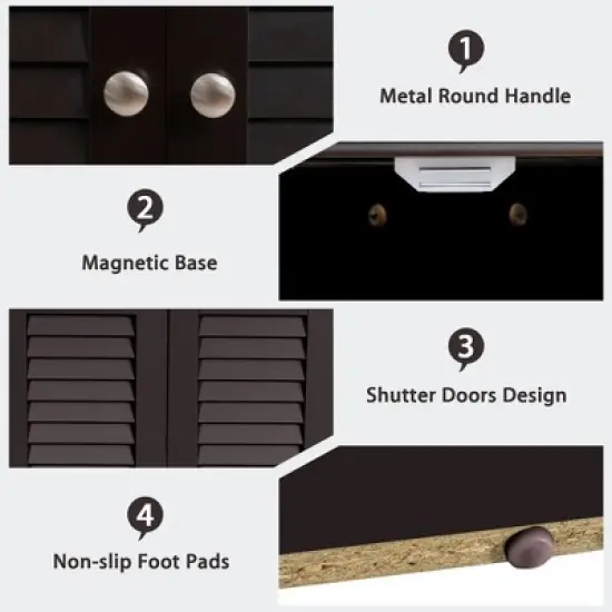 Corner Storage Cabinet Freestanding Floor Cabinet Bathroom w/ Shutter Door Grey\Brown image {8}