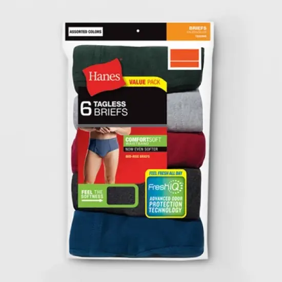 Hanes Men's Comfort Soft Waistband Mid-Rise Briefs 6pk - Assorted Colors image {1}