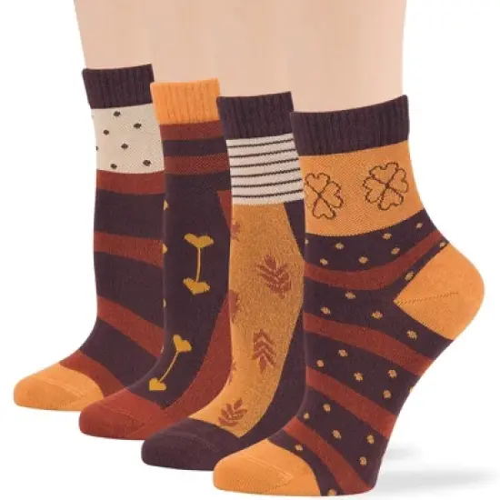 Women's Viscose Patterned Bamboo Diabetic Quarter Non-Binding Socks- L-M - 4 Pack - Heart, Dot, Flower | 7BIGSTARS KINGDOM image {6}