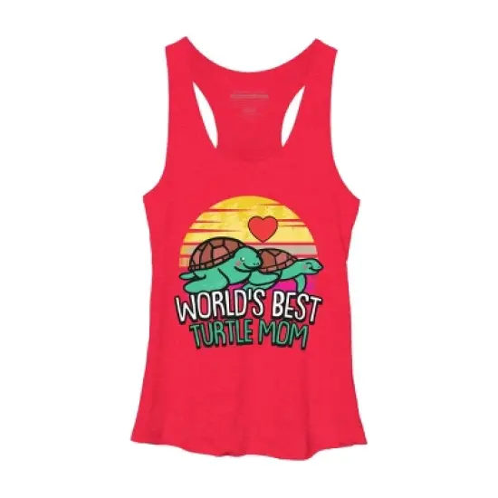 Women's Design By Humans World's Best Turtle Mom Retro Stripes By animalshop Racerback Tank Top image {7}
