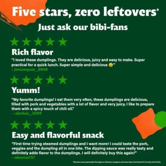 Bibigo Frozen Steamed Dumplings Pork & Vegetable - 6.6oz image {4}