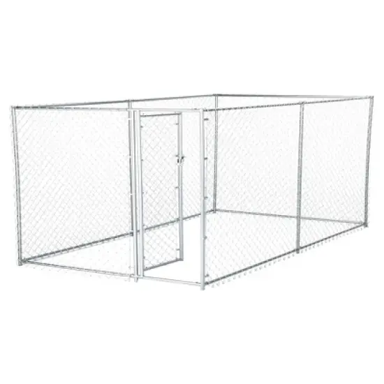 Lucky Dog Adjustable Heavy Duty Outdoor Galvanized Steel Chain Link Dog Kennel Enclosure with Latching Door, and Raised Legs image {6}