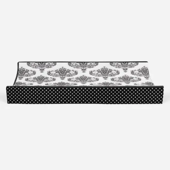 Bacati - Classic Damask White/Black changing Pad Cover image {5}