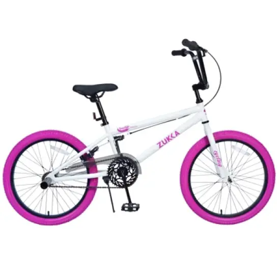 DSVIMOY Freestyle Kids Bike, 20 Inch Single Speed Children's Bicycle for Boys Girls Age 7+ Years, White&Red, 55.12"*25.2"*37" image {5}