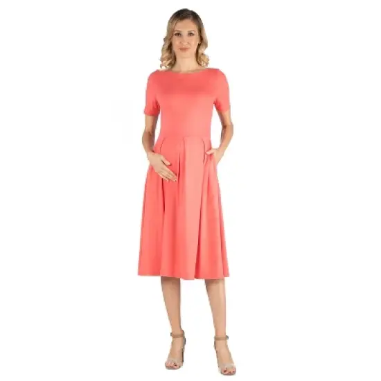 24seven Comfort Apparel Women's Maternity Midi Dress image {5}