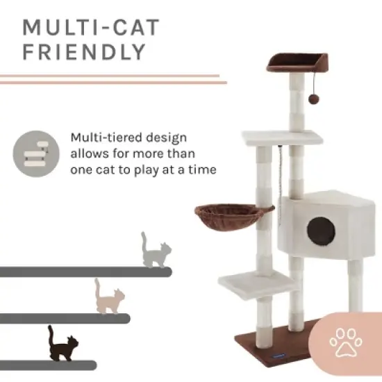 Sam's Pets SAM 54" White Cat Tree image {7}