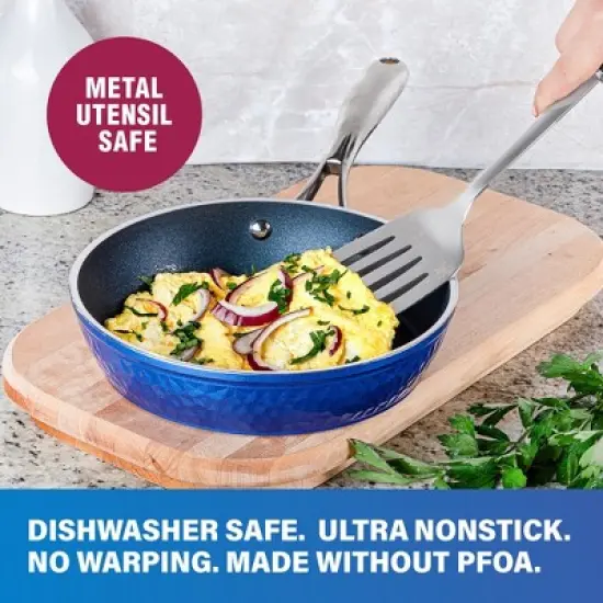 Granitestone Blue 10 Piece Hammered Aluminum Nonstick Cookware Set image {5}
