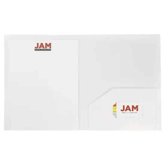 JAM 6pk 2 Pocket Heavy Duty Plastic Folders - White image {1}