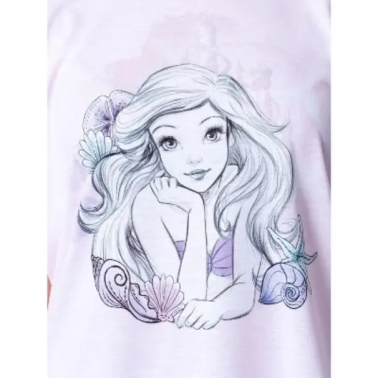 Disney Womens' Princess Ariel The Little Mermaid Sketch Pajama Set Short Pink image {3}