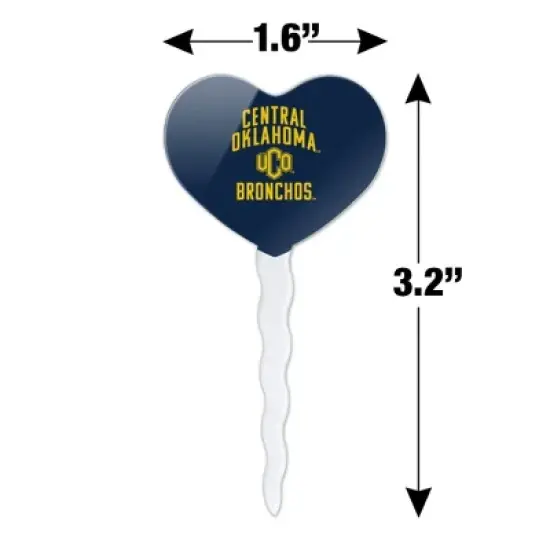 Central Oklahoma Bronchos Logo Heart Love Cupcake Picks Toppers Decoration Set of 6 image {5}