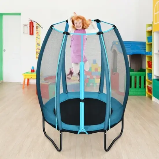 Costway 4ft Kids Trampoline Recreational Bounce Jumper W/Enclosure Net Outdoor Indoor image {2}