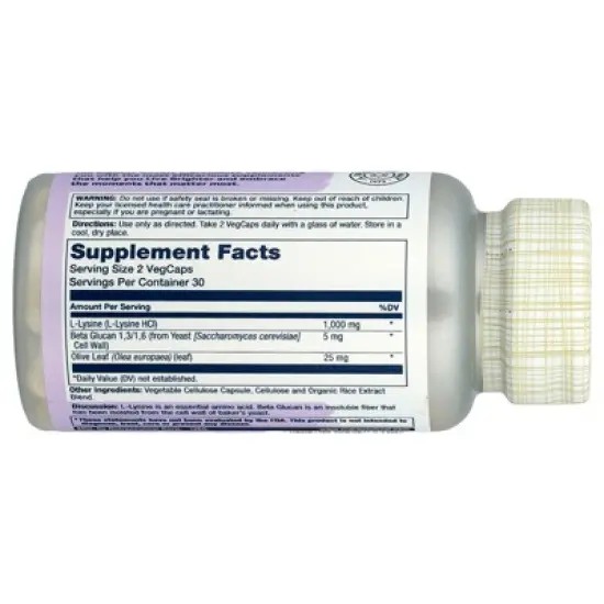 Solaray L-Lysine Beta Glucan, 60 VegCaps image {1}