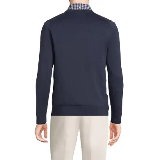 Lands' End Men's Classic Fit Fine Gauge Supima Cotton V-neck Sweater image {1}