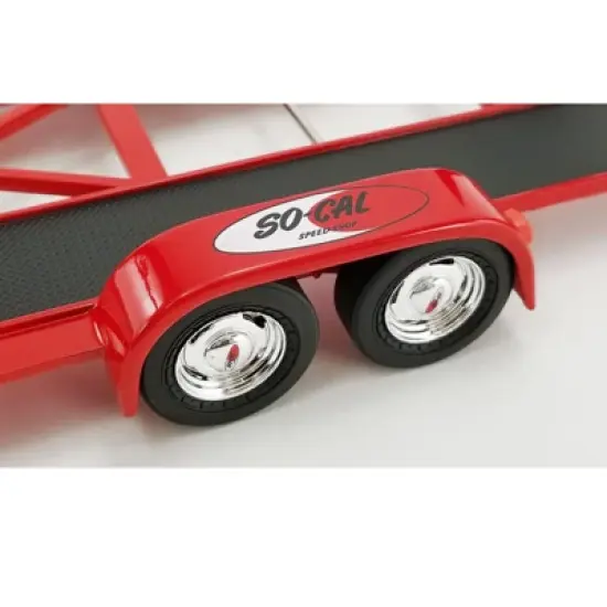 Tandem Car Trailer with Tire Rack Red "So-Cal Speed Shop" 1/18 Diecast Model by ACME image {2}