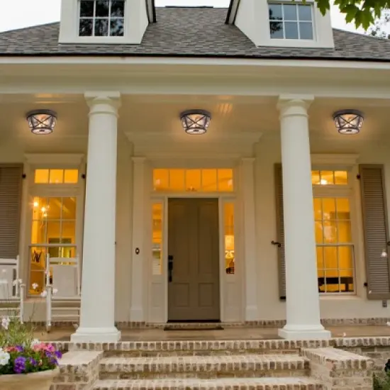 C Cattleya 2-Light Motion Sensor Dusk to Dawn Ceiling Light Fixture Outdoor Flush Mount image {5}