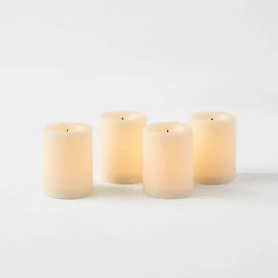 1.82" x 1.4" 4pk LED Votive Flameless Black Wick Candle Cream - Threshold&trade; image {2}