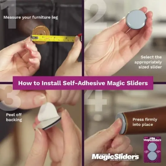 Magic Sliders 4pk 1.75' Square Adhesives image {4}