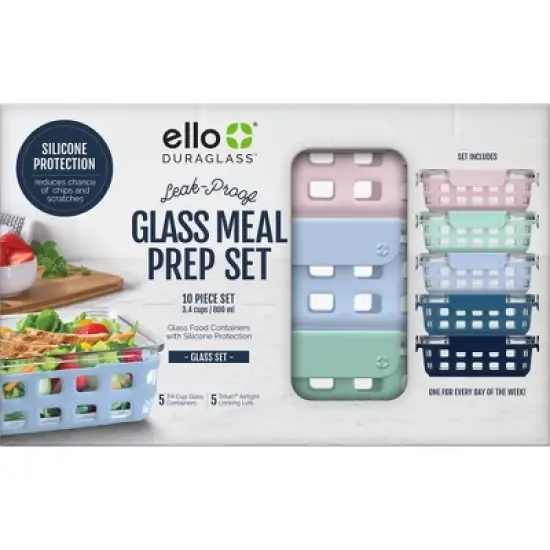 Ello 10pc Meal Prep Food Storage Container Set Pastels image {1}