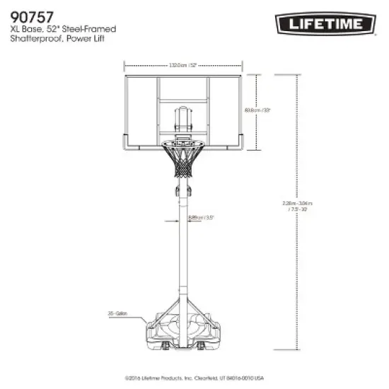 Lifetime Adjustable Portable 52" Basketball Hoop - Black image {9}