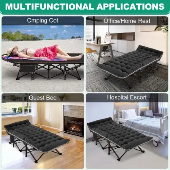Docred Folding Camping Cot with Mattress & Carry Bag for Adults &ndash; Standard & Oversized XXL, Single & 2-Pack Outdoor Sleeping Bed Options image {8}