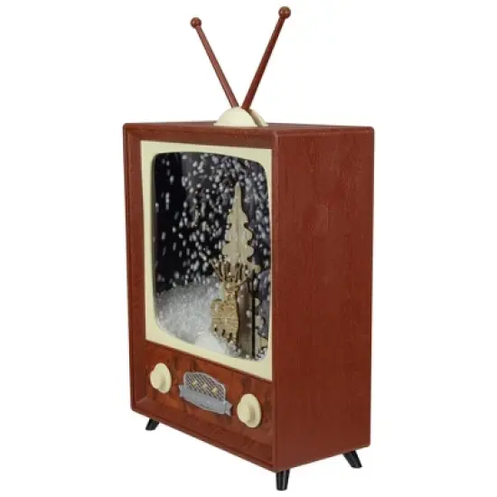 Northlight LED Lighted Musical Snowing Reindeer TV Set Christmas Decoration - 12" image {2}