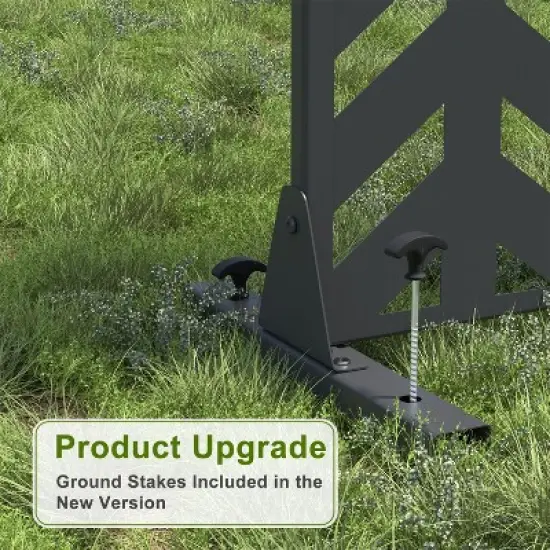 PexFix 72 in. x 35 in. Outdoor Privacy Screen Freestanding Galvanized Steel Panel Divider for Patio Deck Balcony Garden with Stable Base in Black image {4}