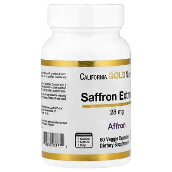 Saffron Extract with Affron, Premium Saffron (Crocus sativus ) Extract Standardized to 3.5% Lepticrosalides, 28 mg, 60 Veggie Capsules image {4}
