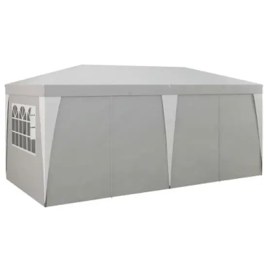 Resenkos Backyard Garden Canopy, Camping Canopy Screen Tent,19 x 10' Pop Up Canopy with Removable Sidewalls, Windows, Gray Light Gray image {10}