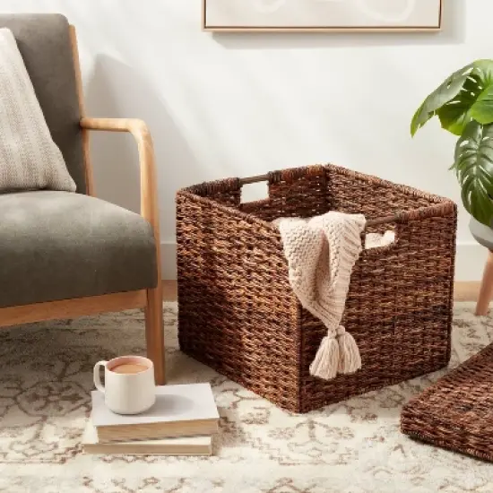 Woven Abaca Folding Lidded Cube Brown - Brightroom&trade; image {1}